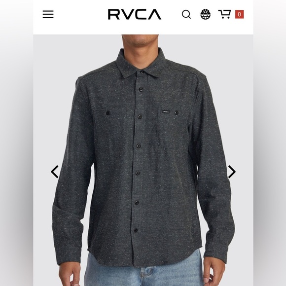 RVCA Mens Flannel Button Shirt - Picture 7 of 7